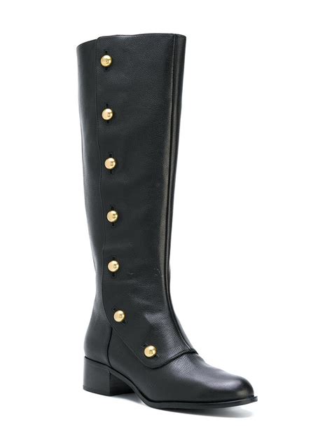 michael kors black boots with gold buttons
